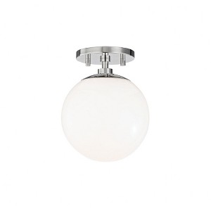 Mitzi Stella 1 - Light Semi-Flush Mount in  Polished Nickel White Shade - 1 of 4