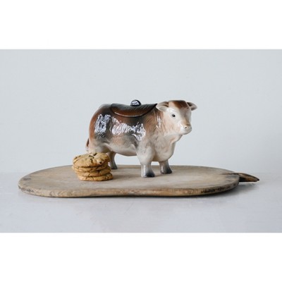 Vintage Black and Brown Ceramic Cow Cookie Jar