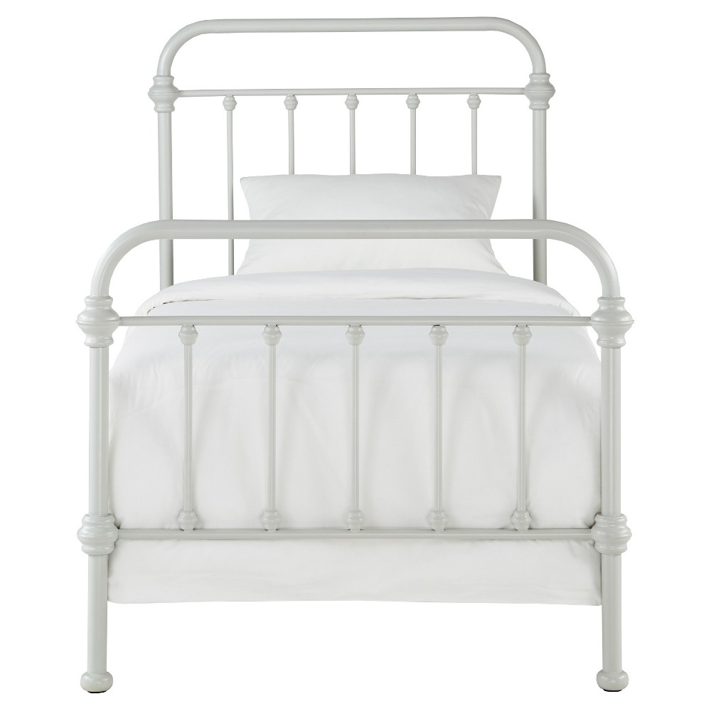 Queen Tilden Ii Vintage Metal Bed Silver Putty - Inspire Q: Elegant Spindle Design, Sturdy Frame, 51.6"" Headboard -  52563999