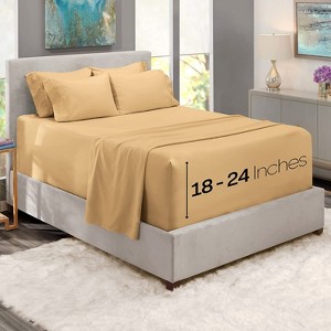 Hearth & Harbor 6 Piece Sheet Set, Extra Deep Pocket Sheets Fits Mattress up to 21", Soft Microfiber Sheets - 1 of 4
