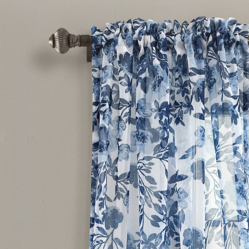 Set of 2 Tanisha Sheer Window Curtain Panels Navy Blue - Lush Décor, 3 of 8