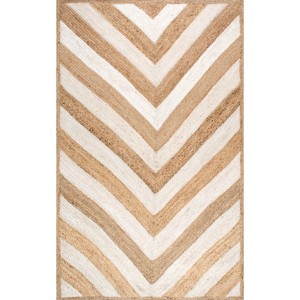 White Abstract Tufted Area Rug - (5