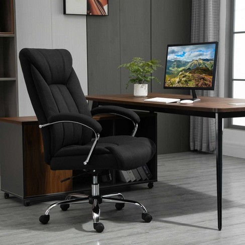 Vinsetto High Back Swivel Home Office Chair Task Ergonomic Linen Fabric  Computer Chair, with Arm, Adjustable Height, Black