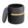 APRILSOUL Modern Velvet Round Ottoman with Storage - 3 of 4