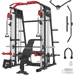 ER KANG Smith Machine, 2200lbs Squat Rack with LAT-Pull Down System & Cable Crossover Machine, Training Equipment with Leg Hold-Down Attachment - 1 of 4