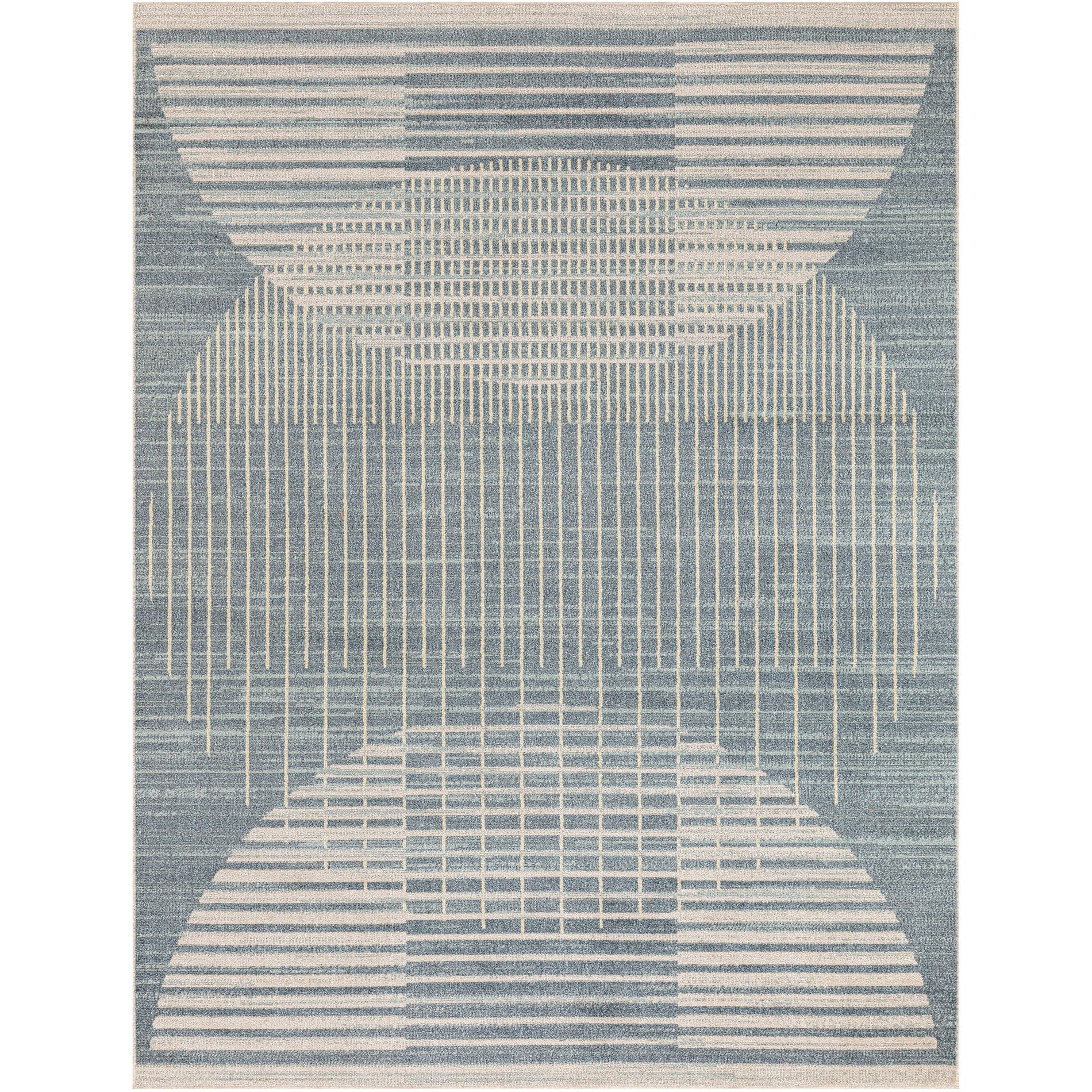 Nourison Astra Machine Washable 4' x 6' Blue Mid-Century Modern Indoor Flatweave Rug