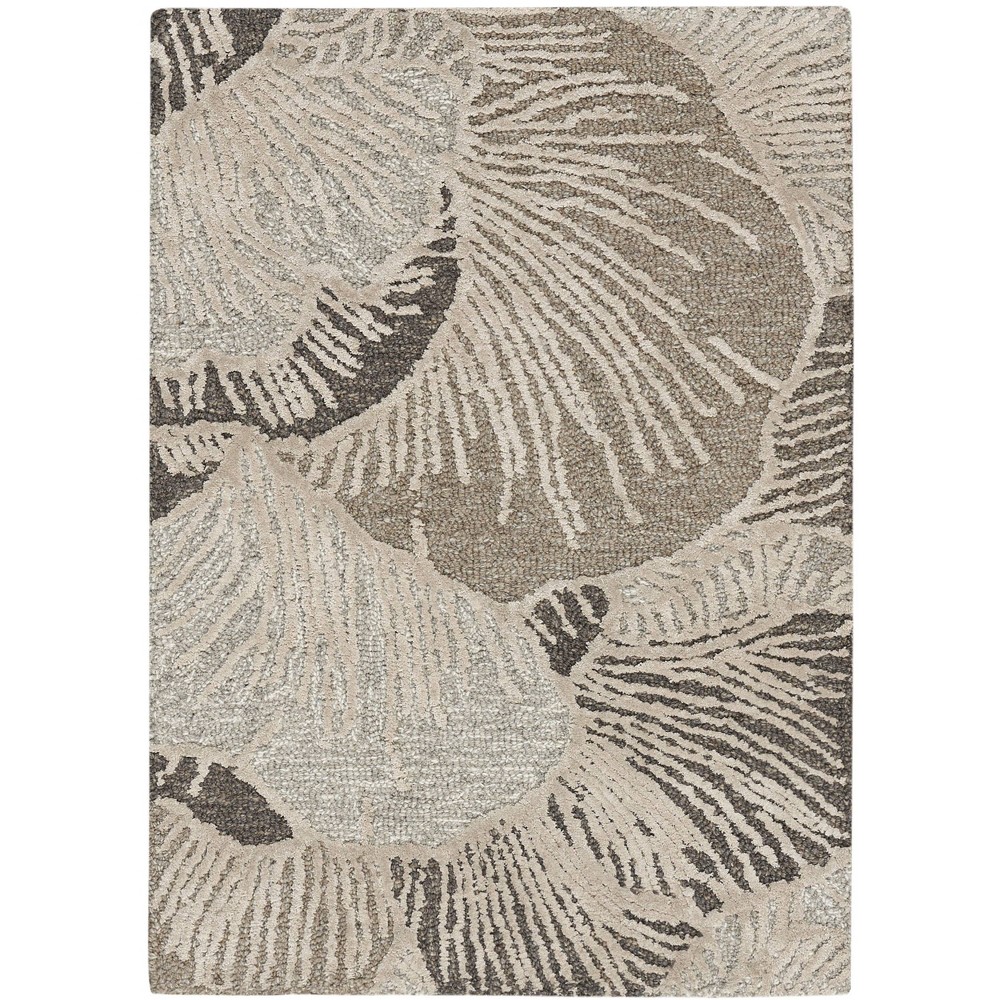 Photos - Area Rug Nourison 5'3"x7'3" Avra Floral Handtufted Wool  Gray: Modern Botanical Tufted Wool Rug for Living Room 