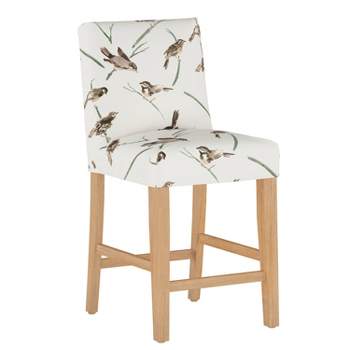 Skyline Furniture Kendra Slipcover Counter Height Barstool in Bird Print Cream/Green