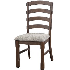 Acme Furniture Pascaline 22" Dining Chairs Gray Fabric, Rustic Brown and Oak: Leather Upholstery, No Assembly Required - 1 of 4