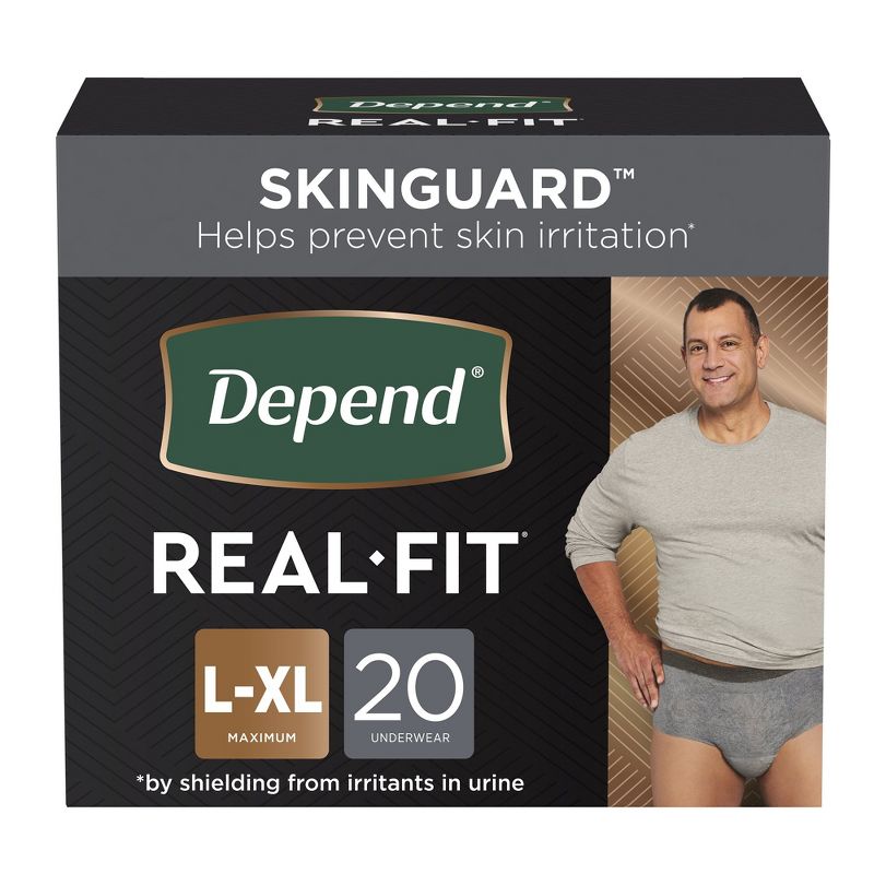 Depend Real Fit Disposable Men's Underwear, Maximum, Large, 1 of 6