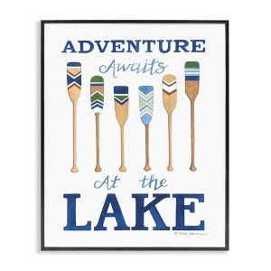 Stupell Industries Adventure Awaits At Lake Oars Phrase, 16" x 20" - 1 of 4