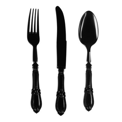 Smarty Had A Party Black Baroque Plastic Cutlery Set - 480 Sets