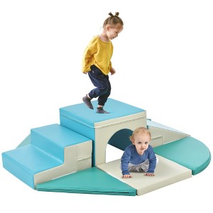 9 Piece Soft Climb and Crawl Activity Playset, Soft Foam Tunnel Climber, Indoor Active Playset for Crawling and Sliding - 1 of 4