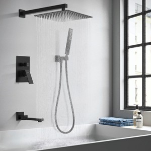 PAGED Shower Faucet Set Wall Mounted Rain Shower Head with 10" Rainfall Shower Head and Handheld Shower Faucet for Bathroom, Restroom - 1 of 4