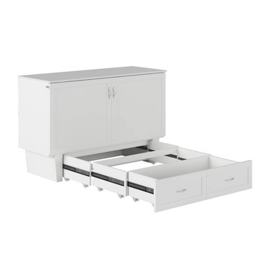 Queen-Sized Monroe Murphy Bed Chest with Single Drawer in White