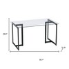 HomeRoots 55" Clear And Black Glass And Metal Dining Table - 3 of 4