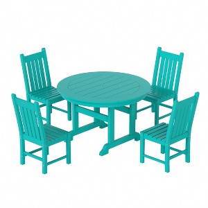 WestinTrends 5 Piece Outdoor Patio Dining Set Outdoor Round Table and Chair Set - 1 of 2
