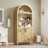 Arched Bookcase with Doors - 5-Tier Open Display Shelf, Modern Bookshelf Storage Cabinet for Home Office Living Room Library - 2 of 4
