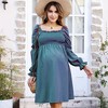 Clearlove Women's 2025 Square Neck Maternity Dress Ruffle Lotus Root Long Sleeve Dresses - 4 of 4