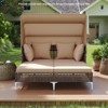 Tangkula Outdoor Daybed w/ Retractable Canopy PE Wicker Rattan Patio Double Chaise Lounger - 3 of 4