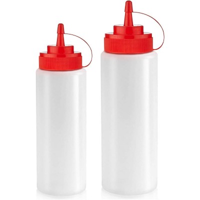 Condiment Squeeze Bottles for Sauces, 3 Pack 12 oz Leak Proof Oil and Syrup Dispensers