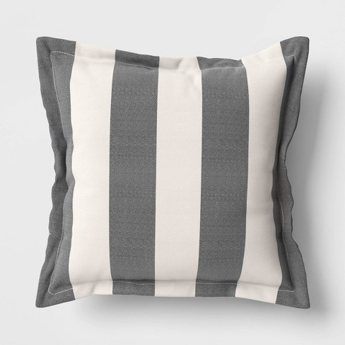 Black and white striped outdoor pillows sale