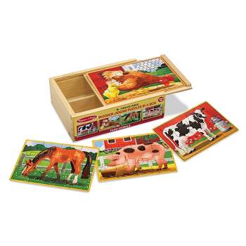 Melissa & Doug Construction Vehicles 4-in-1 Wooden Jigsaw Puzzles in a Box  (48 pcs) - FSC-Certified Materials