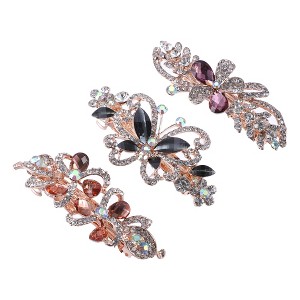 Unique Bargains 3 Pcs Hair Clips Hair Accessories for Women Hair Barrettes Sparkly Rhinestones Hairpin Multicolor - 1 of 4