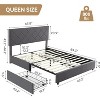 Queen Size Upholstered Storage Bed with 4 Drawers, Gray - Metal and Wood Frame, No Box Spring Needed, Soft Headboard, Space Saving Design - 3 of 4