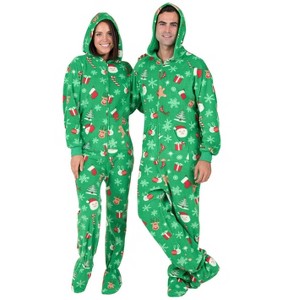 Footed Pajamas - Tis The Season Adult Hoodie Fleece One Piece - 1 of 4
