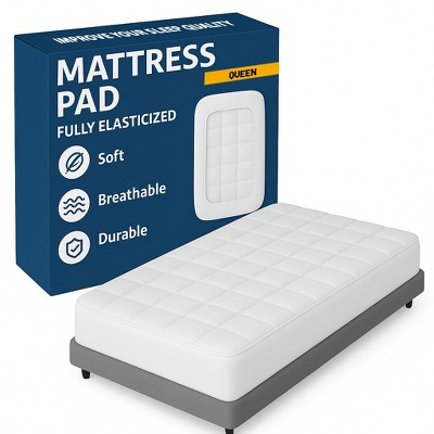 Continental Sleep, 1-Inch Quilted Fitted Fluffy & Soft Mattress Pad, Cooling Protector Cover with 8-18” Deep Pocket, White