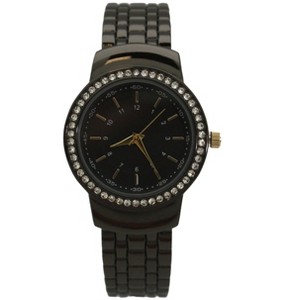 OLIVIA PRATT TEXTURED AND RHINESTONE DETAL BANGLE WATCH - 1 of 4