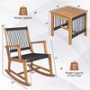 Tangkula 3 Piece Acacia Wood Rocking Chair Set w/ Coffee Table & All-Weather Rope Patio Poolside - 4 of 4
