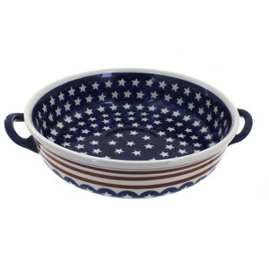 Blue Rose Polish Pottery 1455 Zaklady Round Casserole with Handles - 1 of 1