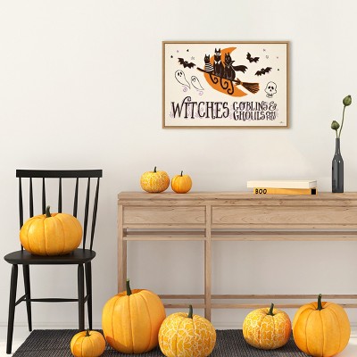 Spooktacular Halloween Canvas Print with Maple Frame