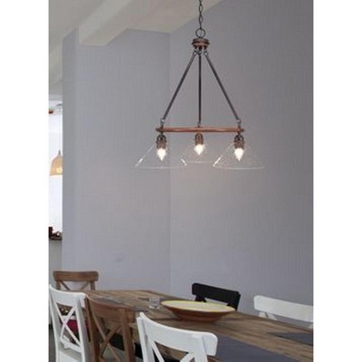 Toltec Lighting Blacksmith 3 - Light Chandelier in  Clear Bubble with 10" Clear Bubble Shade