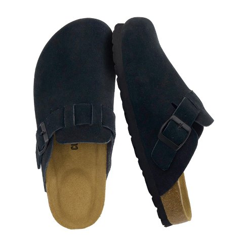 Женские сабо CUSHIONAIRE Hana - Genuine Leather Suede Classic Clog Womens Shoes - Slip On Mule Comfortable Shoes for Women, Black 8
