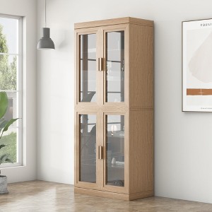 72"x31"x16" Wood Accent Cabinet, Storage Organizer with Adjustable Shelves and Glass Doors for Kitchen Bedroom Entryway Living/Dinning Room - 1 of 4
