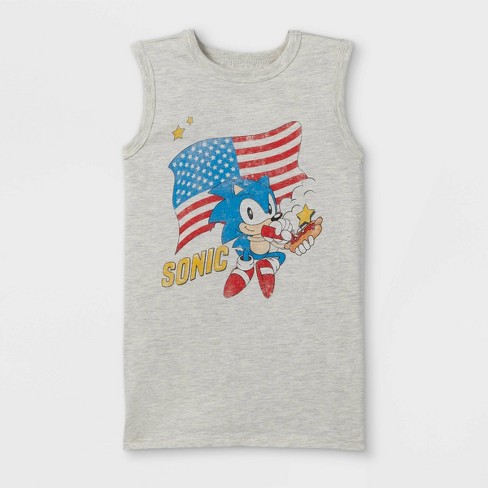 Boys Segasonic The Hedgehog Americana Tank Top Gray Target - gray sneakers with whitewashed jeans and white tank top roblox