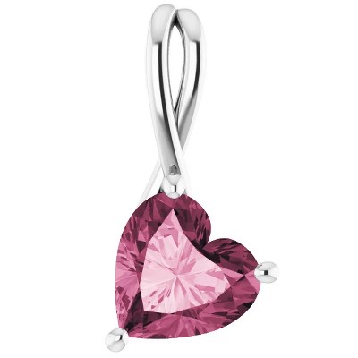 Pompeii3 2ct Pink Topaz Women's Heart Pendant in 14k Gold Necklace 6mm Tall