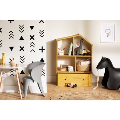 Yellow Adjustable Kids Wooden Bookcase with Storage Bin