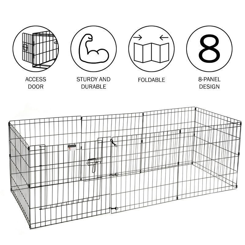 Puppy Playpen - Foldable Metal Exercise Enclosure with Eight 24-Inch Panels - Indoor/Outdoor Fence for Dogs, Cats, or Small Animals by PETMAKER, 3 of 11