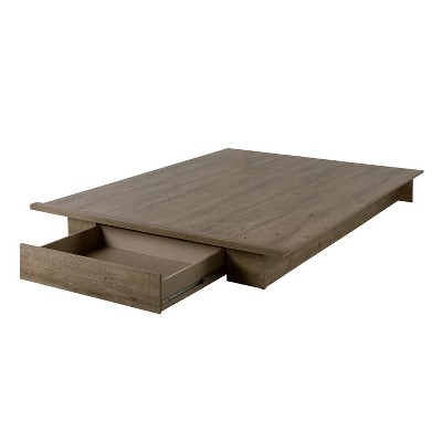 HomeStock Platform Bed with Drawer Weathered Oak Holland