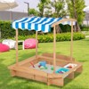 Safstar Kids Large Wooden Sandbox w/ 2 Bench Seats Outdoor Play Center for Children - 3 of 4