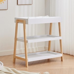 Baby Changing Table, with Changing Pad, Portable Baby Diaper Changing Station with 2 Tier Storage Shelves for Newborn Baby and Infant - 1 of 4