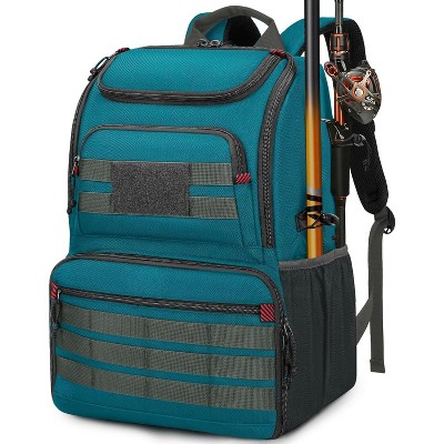 Fishing Backpack Tackle Box, Water Resistant Tackle Backpack Fishing Bags with Cooler & Rod Holders