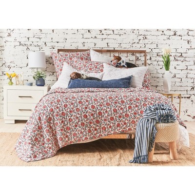 Full White Cotton Reversible Floral Quilt