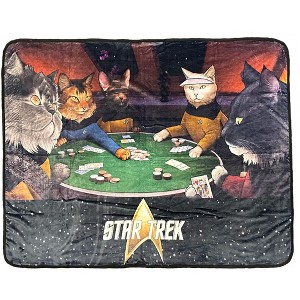 Star Trek Blanket Next Generation Cats Starfleet Picard Worf Geordi Data Deanna TNG Throw 45" X 60" Multicolored - 1 of 4
