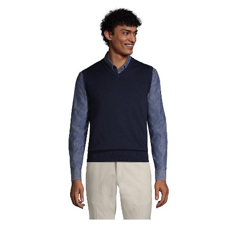 Lands' End Men's Fine Gauge Supima Cotton Sweater Vest - Medium - Radiant  Navy : Target