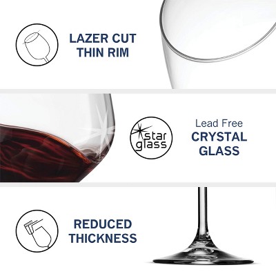 Bormioli Rocco 18oz Crystal Clear Red Wine Glasses Set of 8